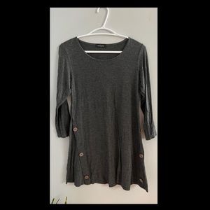 Dress: grey-flowy, buttons on the side, Size: S